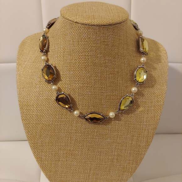 Lia Sophia Jewelry - Lia Sophia Silver Tone with Faux Pearls and Multicolor Glass 16" Necklace
